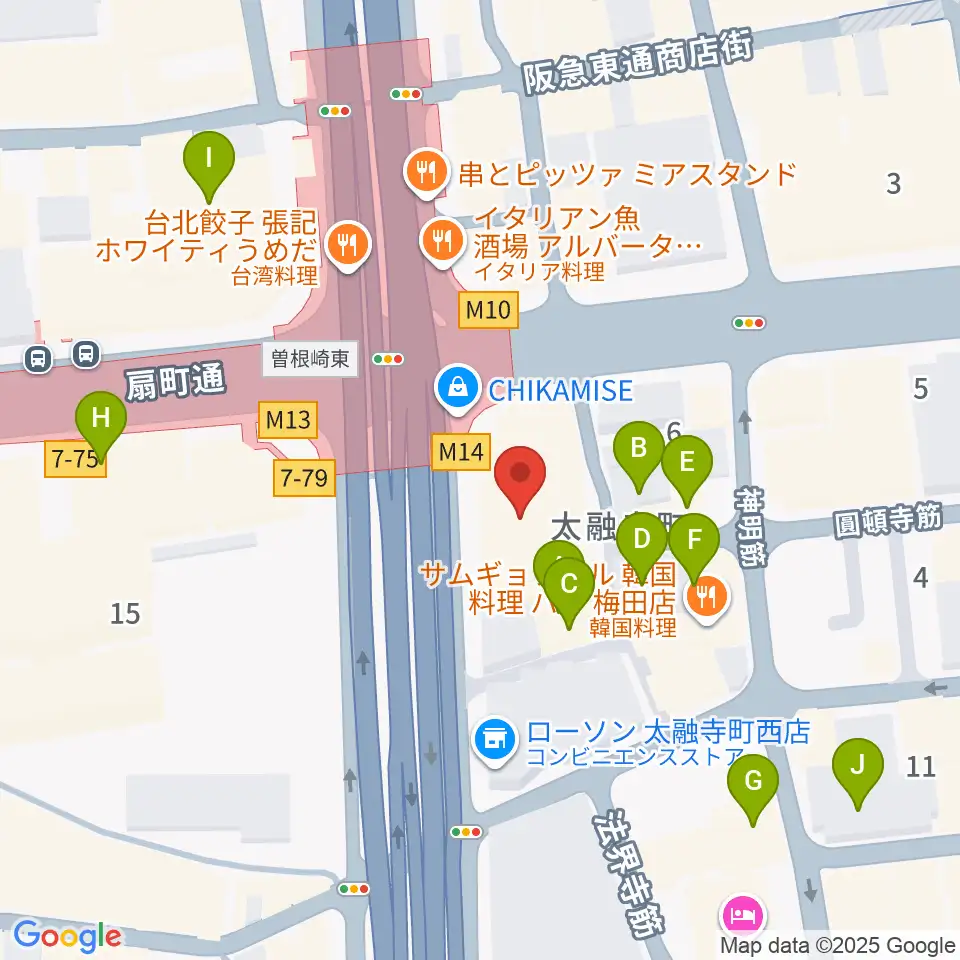 梅田クラブクアトロ周辺のホテル一覧地図