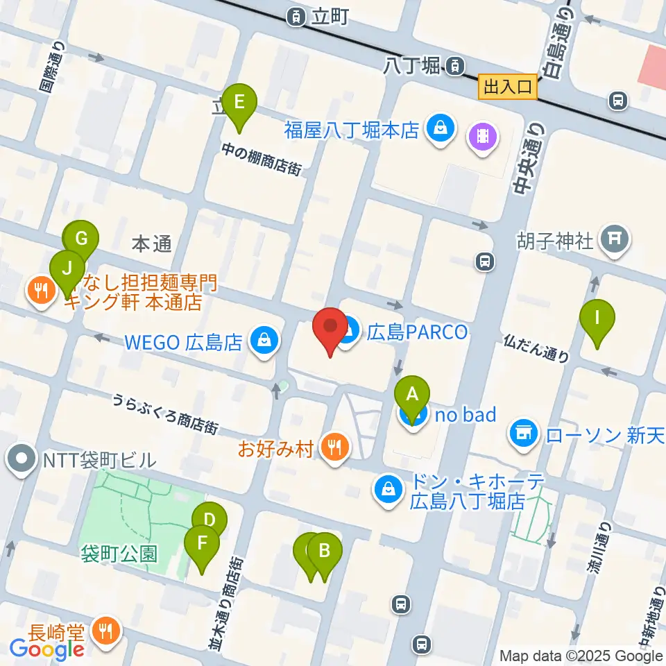 広島クラブクアトロ周辺のホテル一覧地図