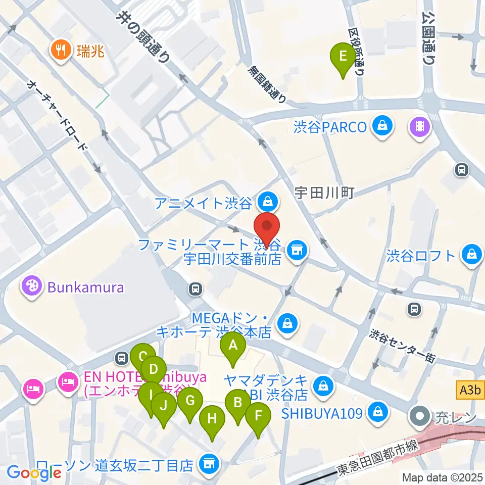 渋谷クラブクアトロ周辺のホテル一覧地図