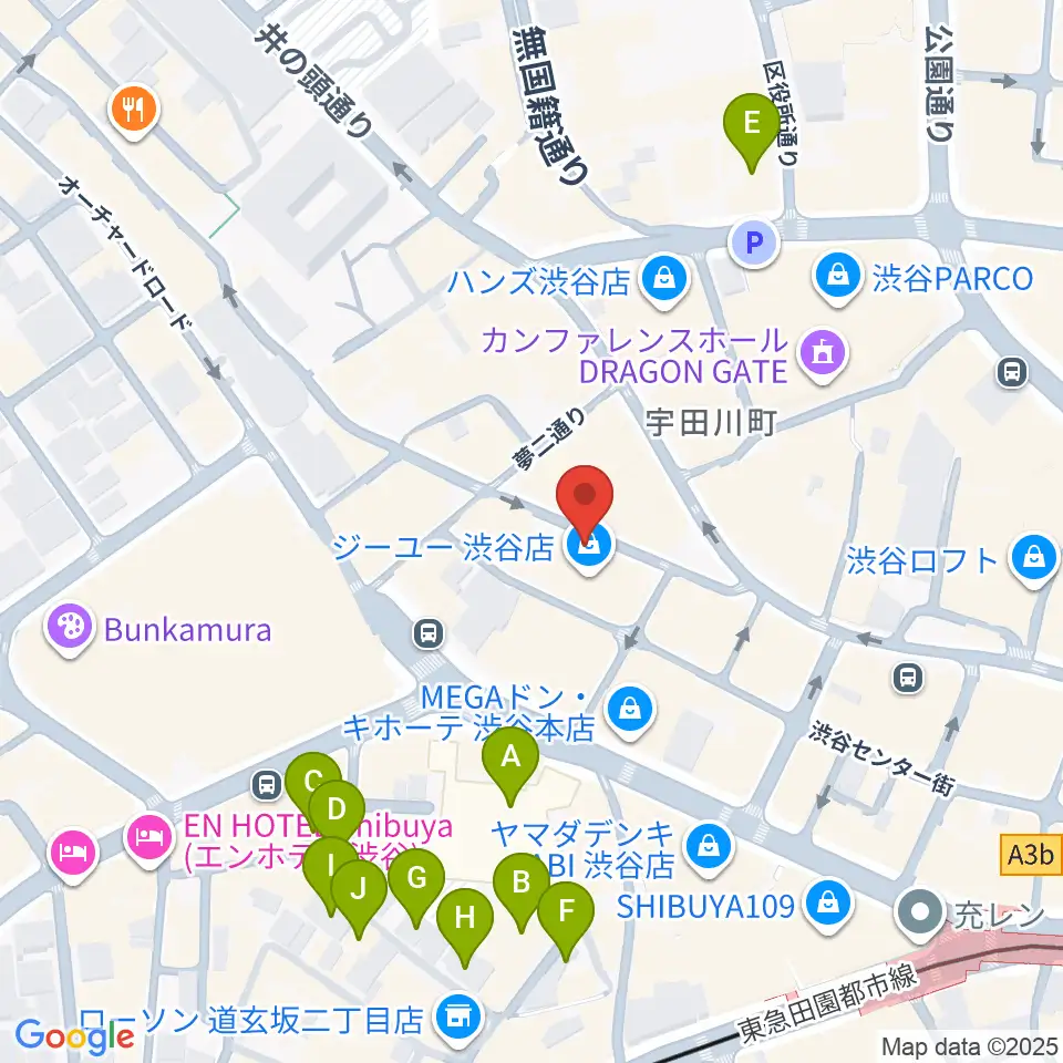 渋谷クラブクアトロ周辺のホテル一覧地図