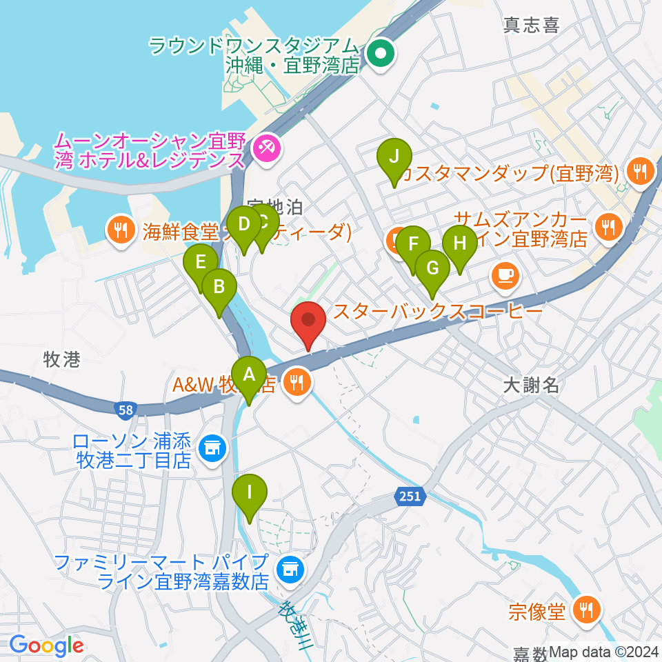 宜野湾スタジオ8528周辺のホテル一覧地図