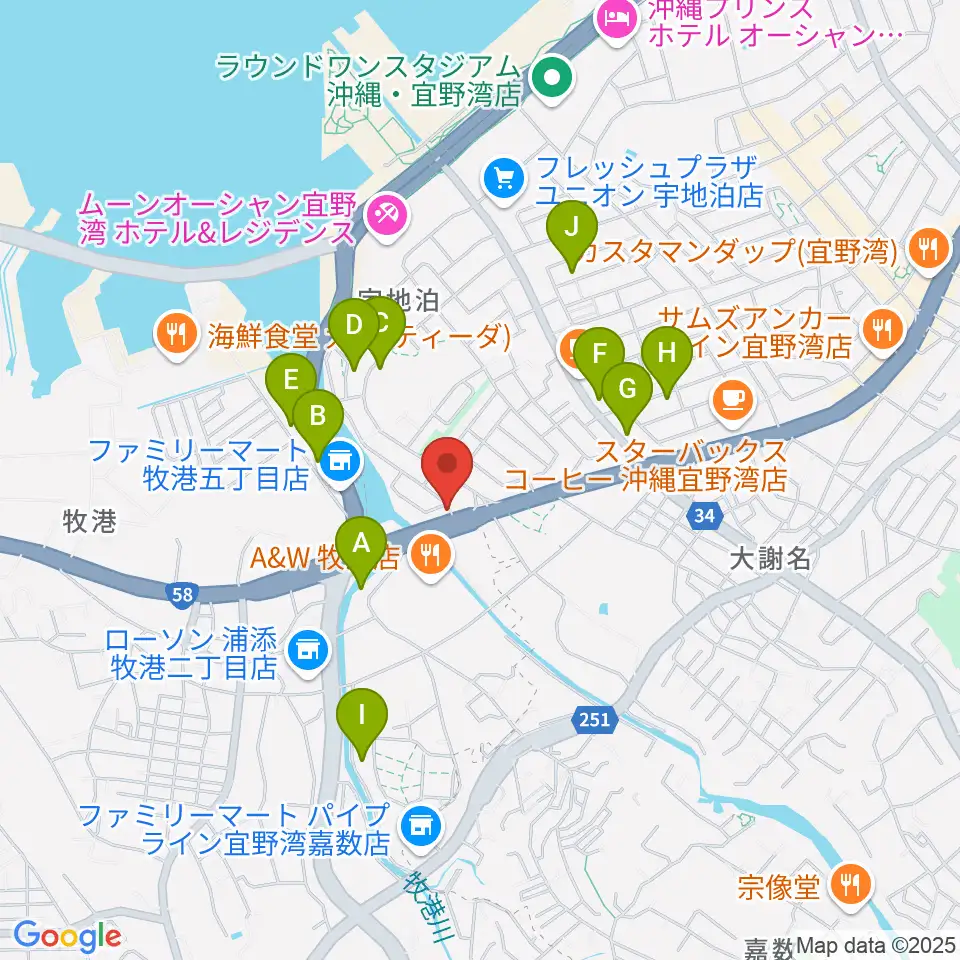 宜野湾スタジオ8528周辺のホテル一覧地図