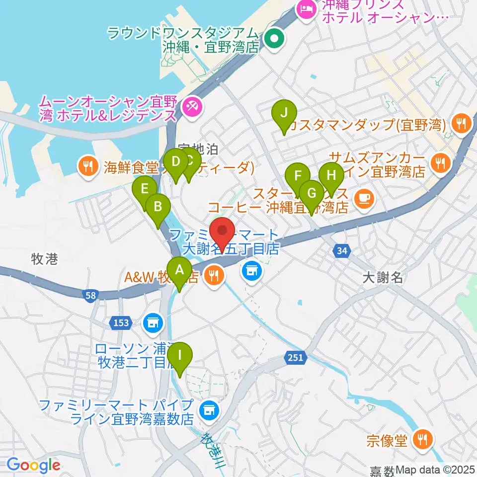 宜野湾スタジオ8528周辺のホテル一覧地図