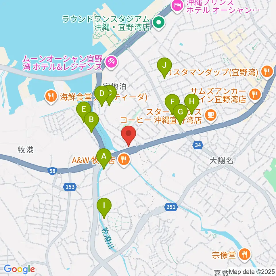 宜野湾スタジオ8528周辺のホテル一覧地図