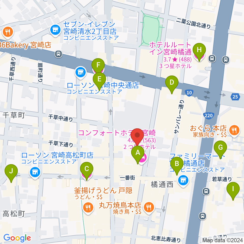 宮崎FLOOR周辺のホテル一覧地図