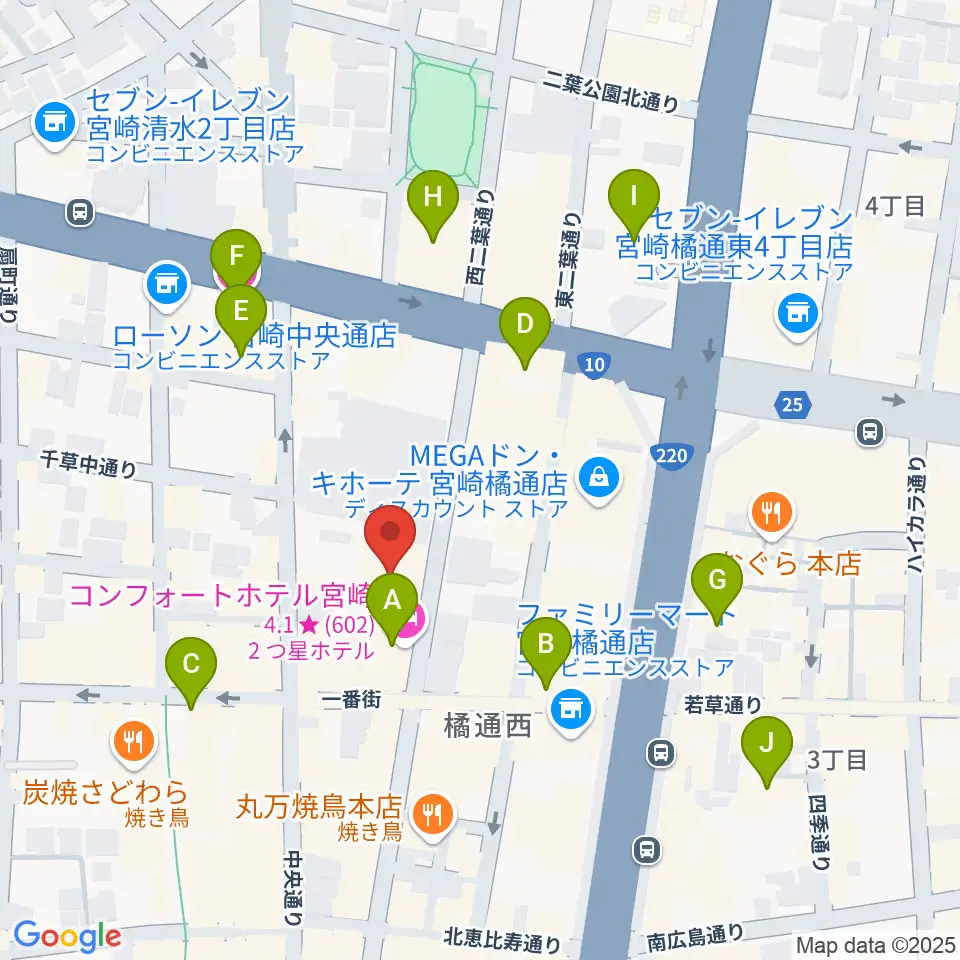 宮崎FLOOR周辺のホテル一覧地図