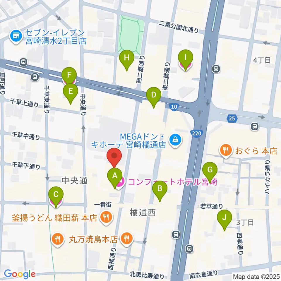 宮崎FLOOR周辺のホテル一覧地図