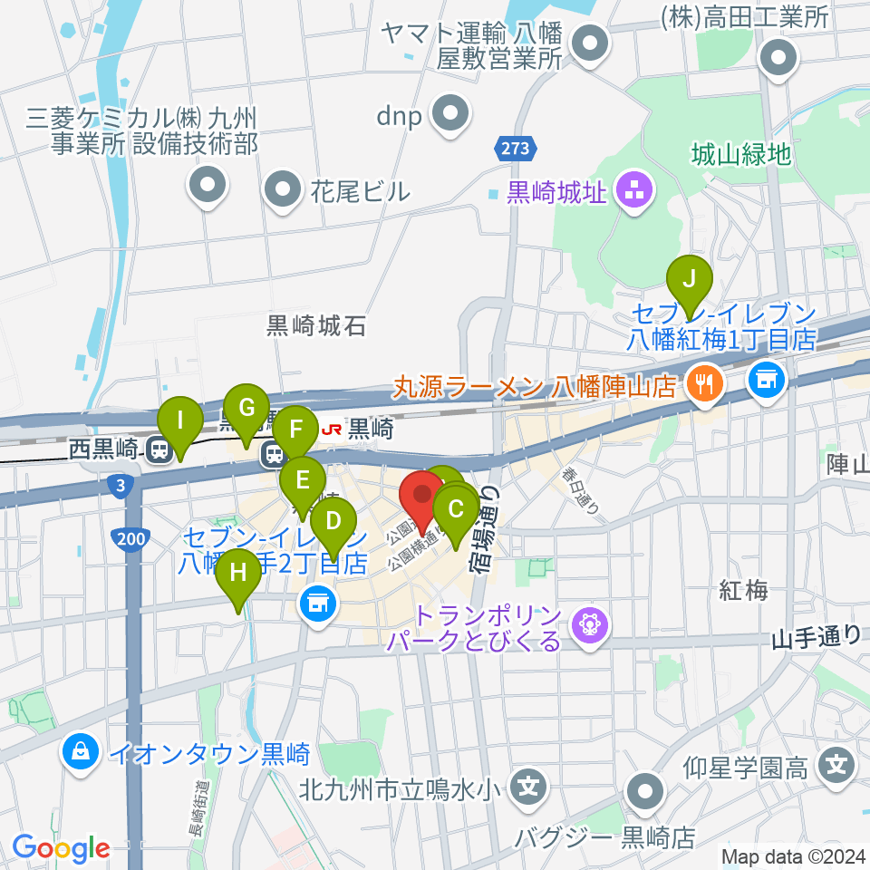 黒崎マーカス周辺のホテル一覧地図