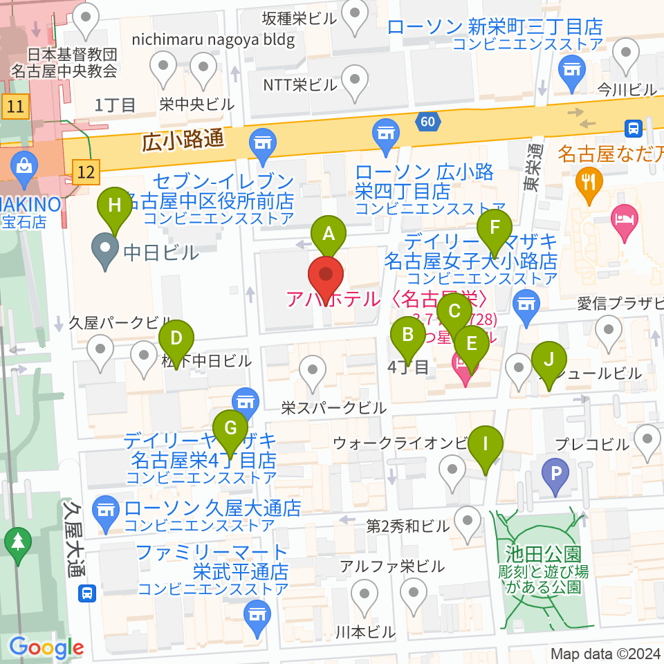 栄R.A.D周辺のホテル一覧地図