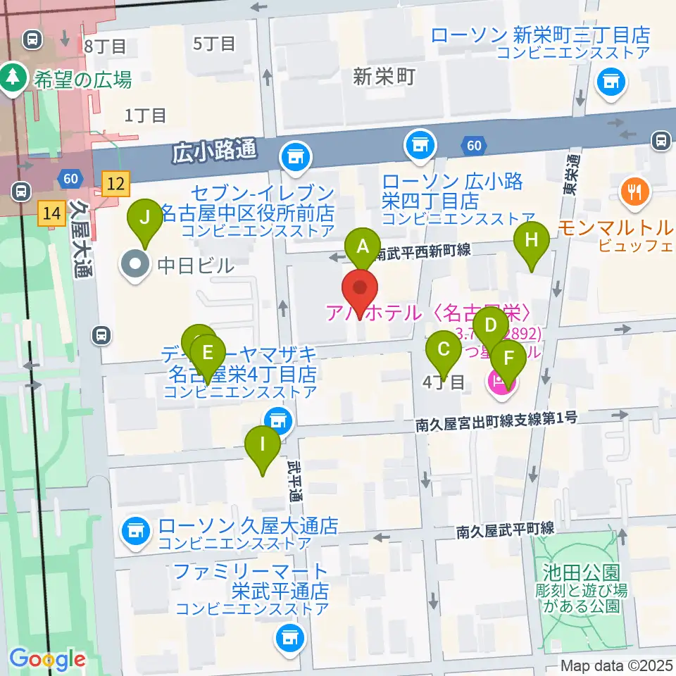 栄R.A.D周辺のホテル一覧地図