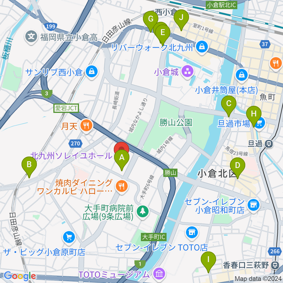 北九州ソレイユホール周辺のホテル一覧地図