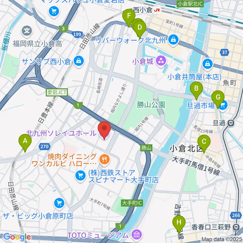 北九州ソレイユホール周辺のホテル一覧地図