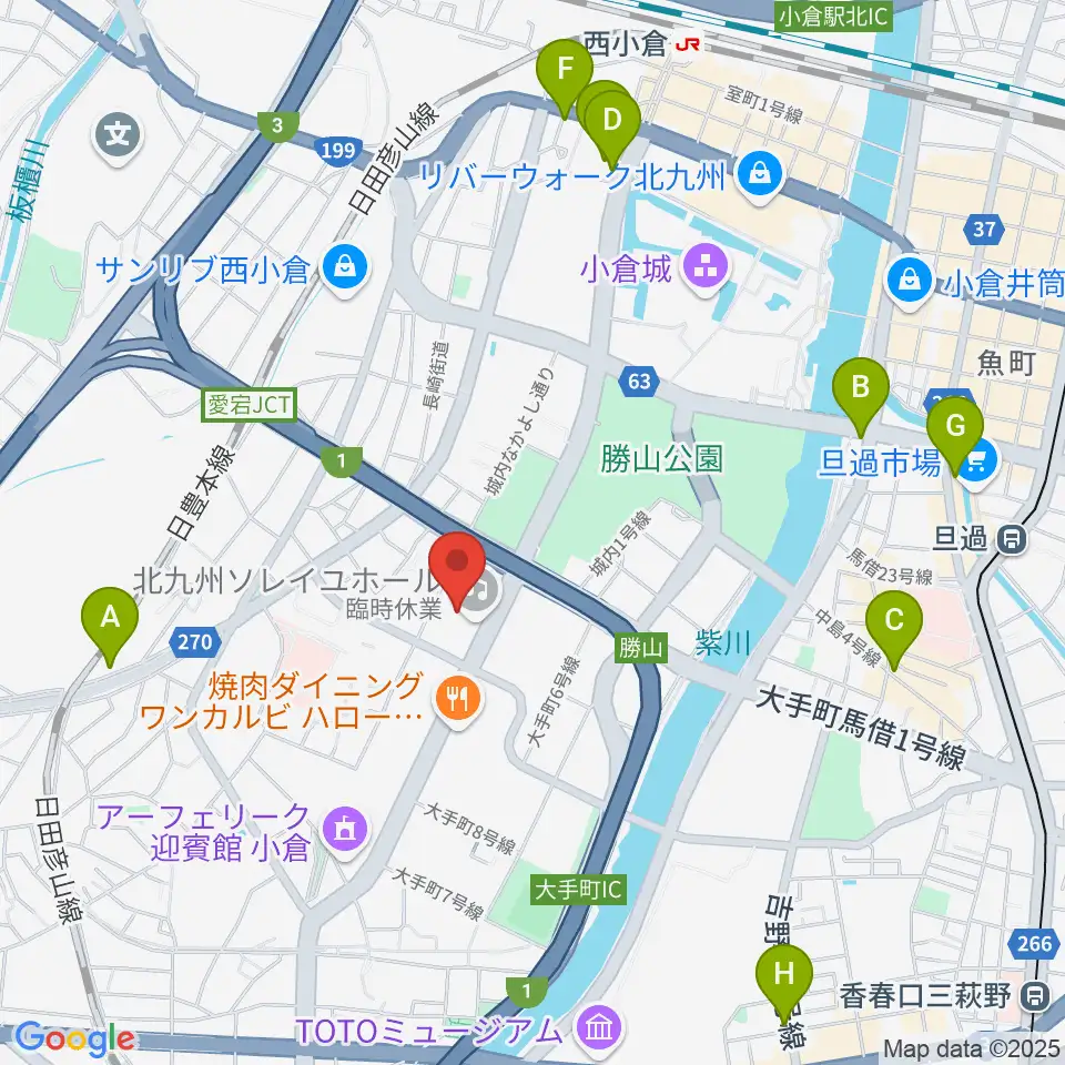 北九州ソレイユホール周辺のホテル一覧地図