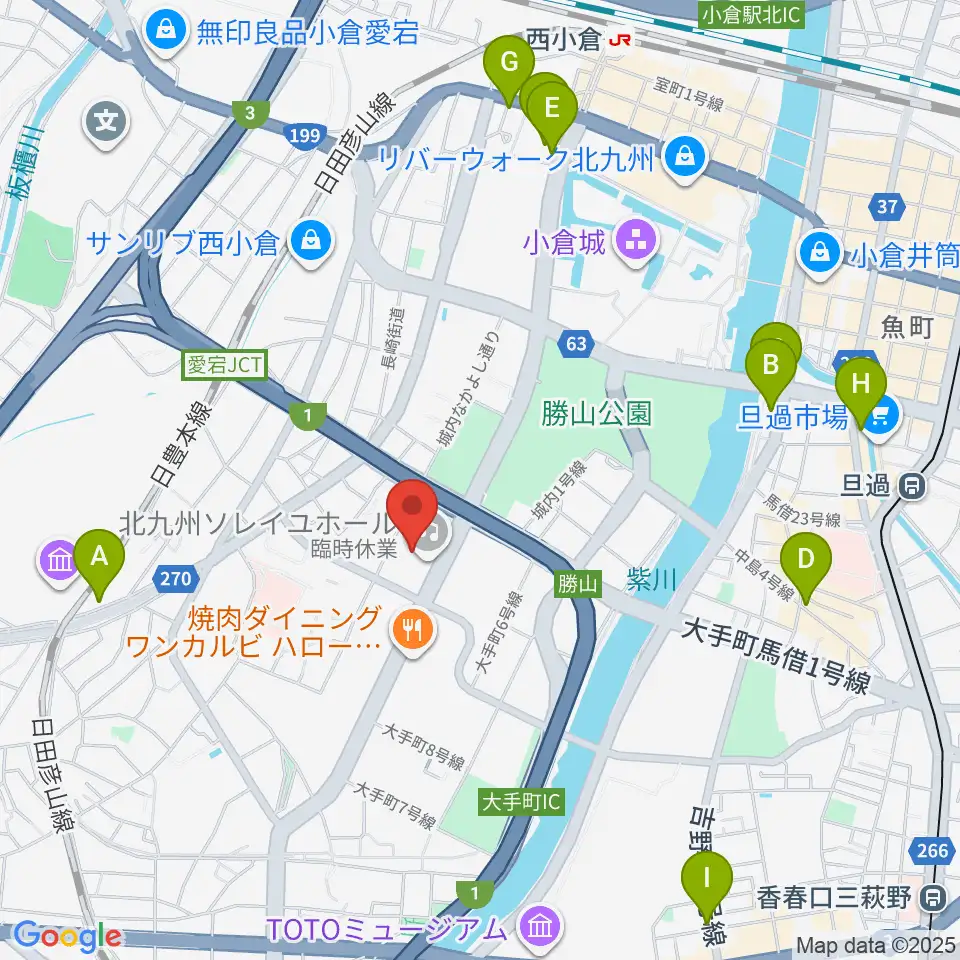 北九州ソレイユホール周辺のホテル一覧地図