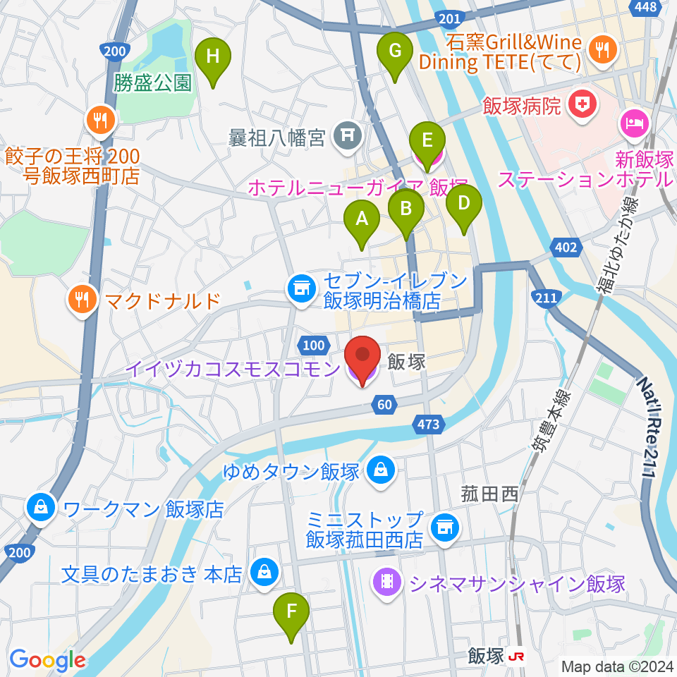 イイヅカコスモスコモン周辺のホテル一覧地図