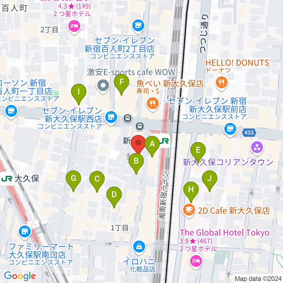 TC楽器周辺のホテル一覧地図