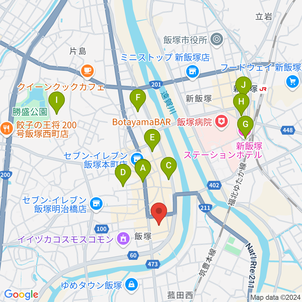 嘉穂劇場周辺のホテル一覧地図