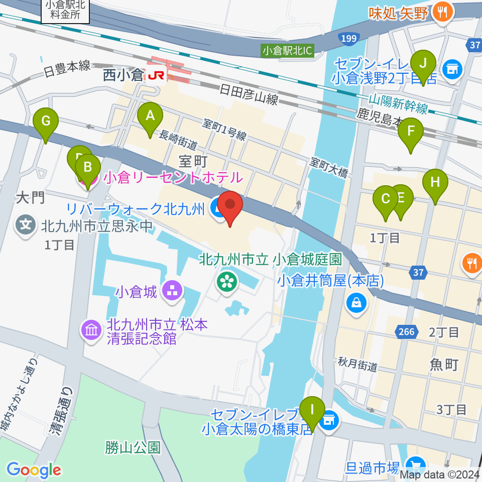 J:COM北九州芸術劇場周辺のホテル一覧地図