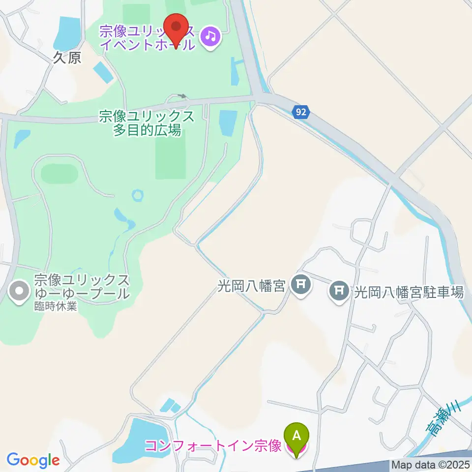 宗像ユリックス周辺のホテル一覧地図