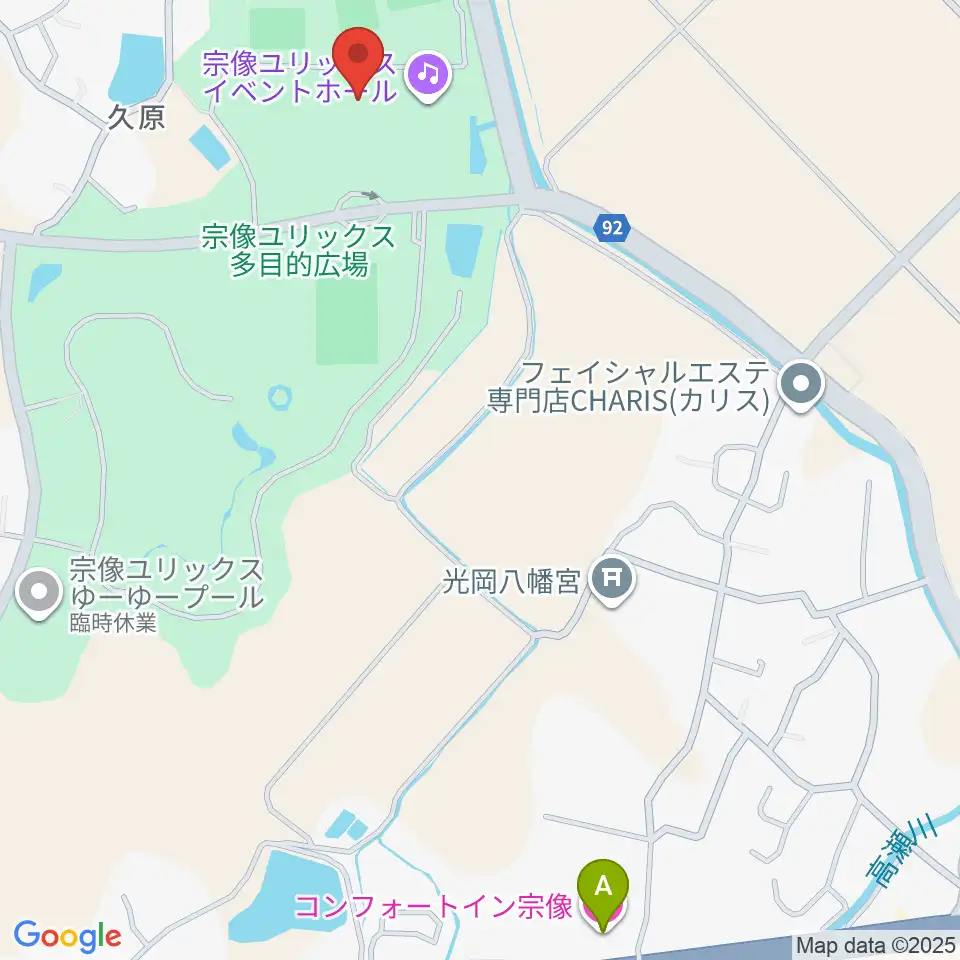 宗像ユリックス周辺のホテル一覧地図