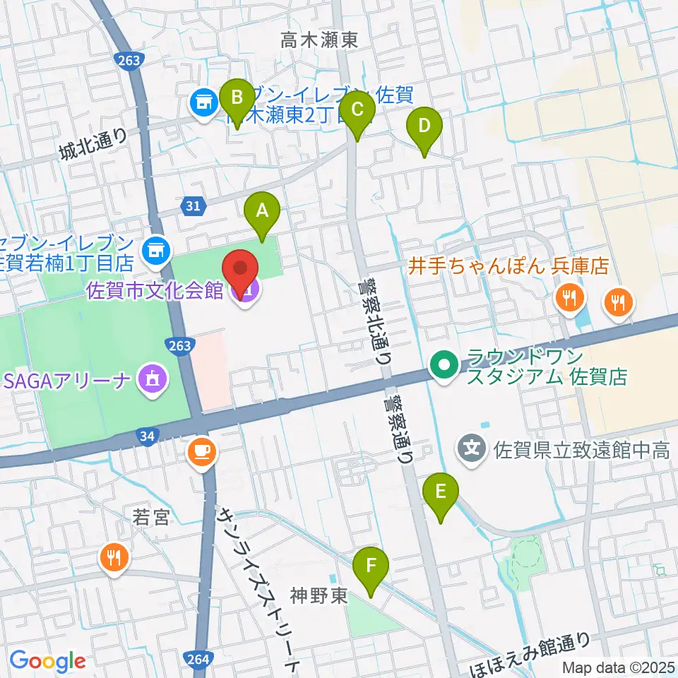 佐賀市文化会館周辺のホテル一覧地図