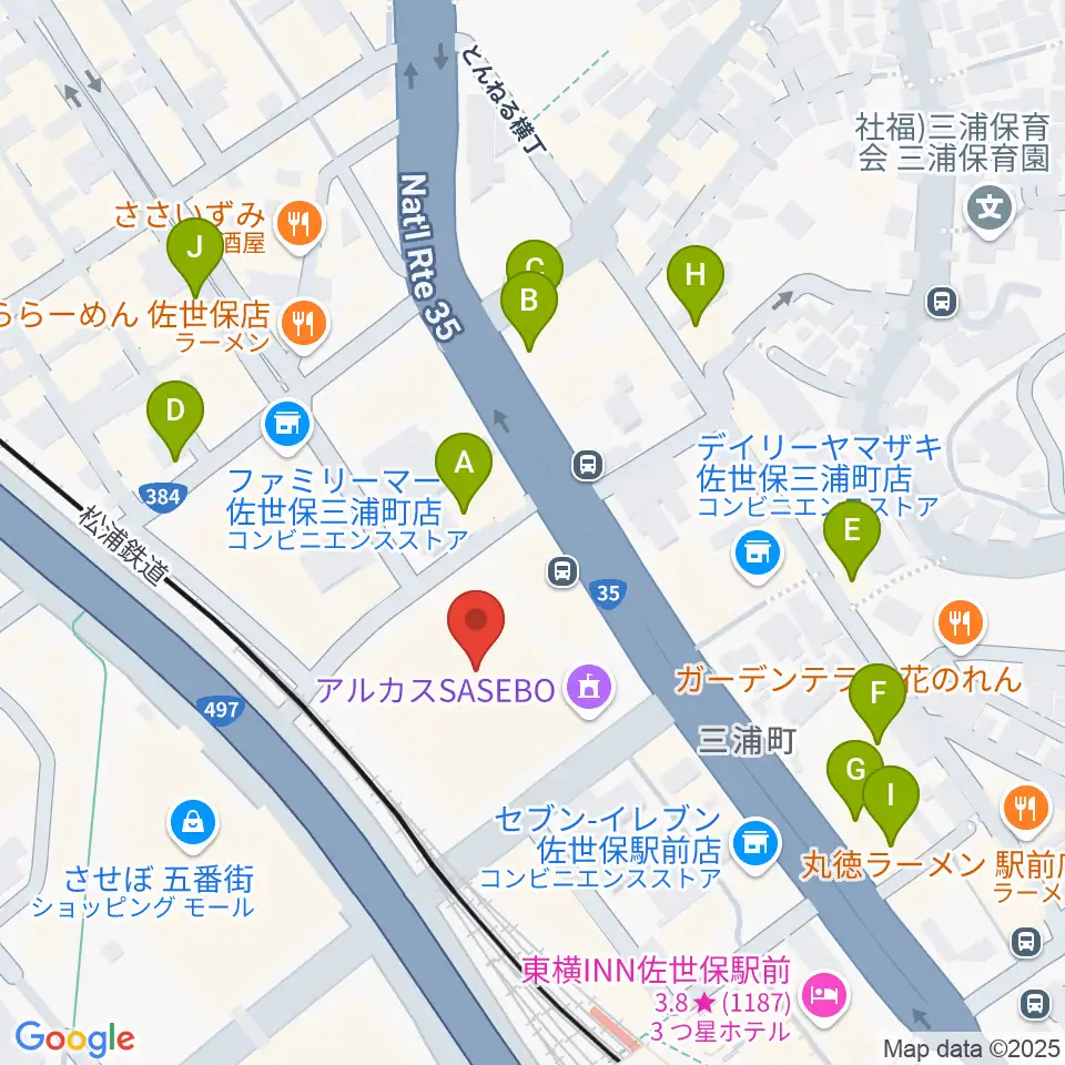 アルカスSASEBO周辺のホテル一覧地図