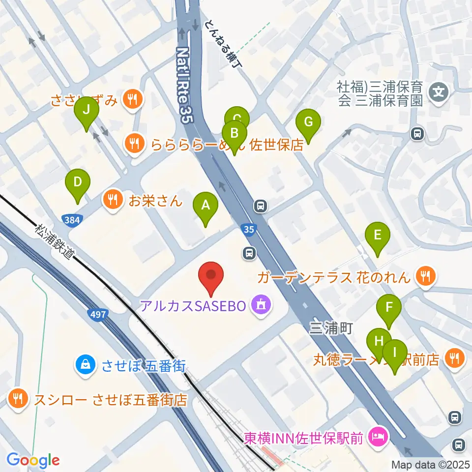 アルカスSASEBO周辺のホテル一覧地図