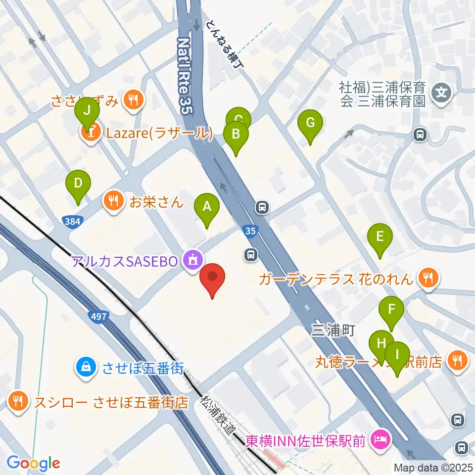 アルカスSASEBO周辺のホテル一覧地図