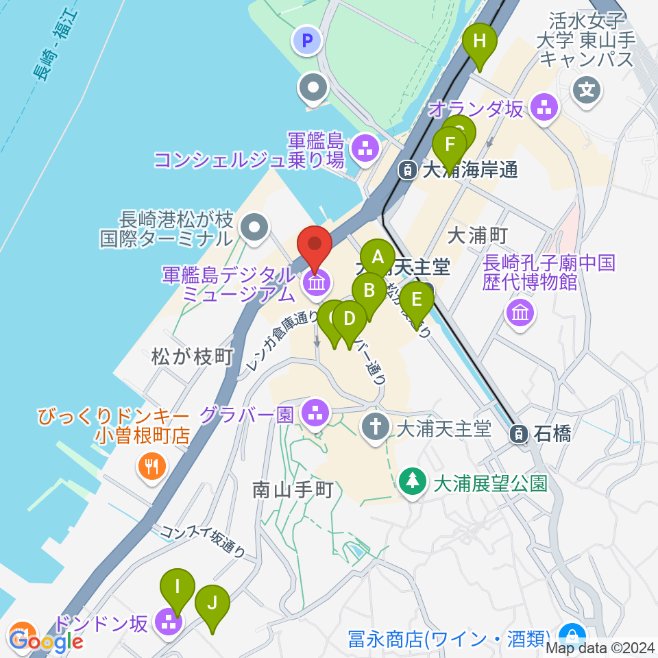 旧香港上海銀行長崎支店記念館周辺のホテル一覧地図