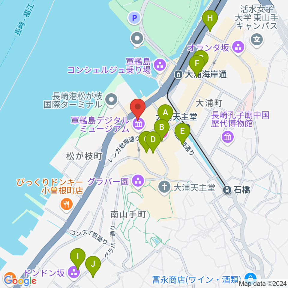 旧香港上海銀行長崎支店記念館周辺のホテル一覧地図