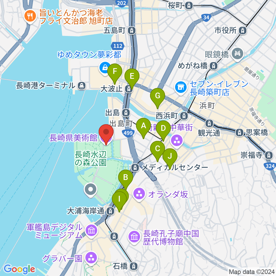 長崎県美術館周辺のホテル一覧地図