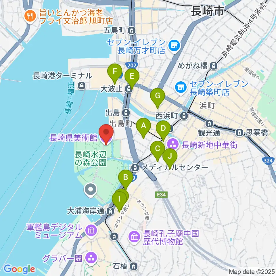 長崎県美術館周辺のホテル一覧地図