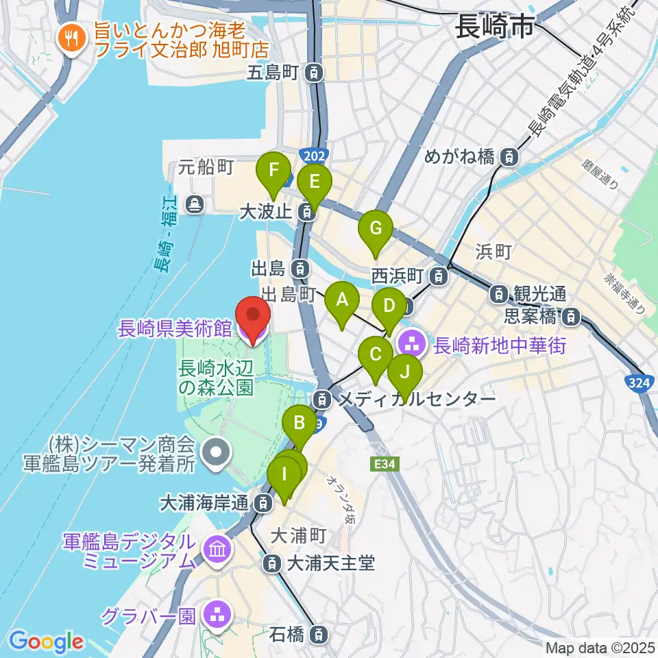 長崎県美術館周辺のホテル一覧地図