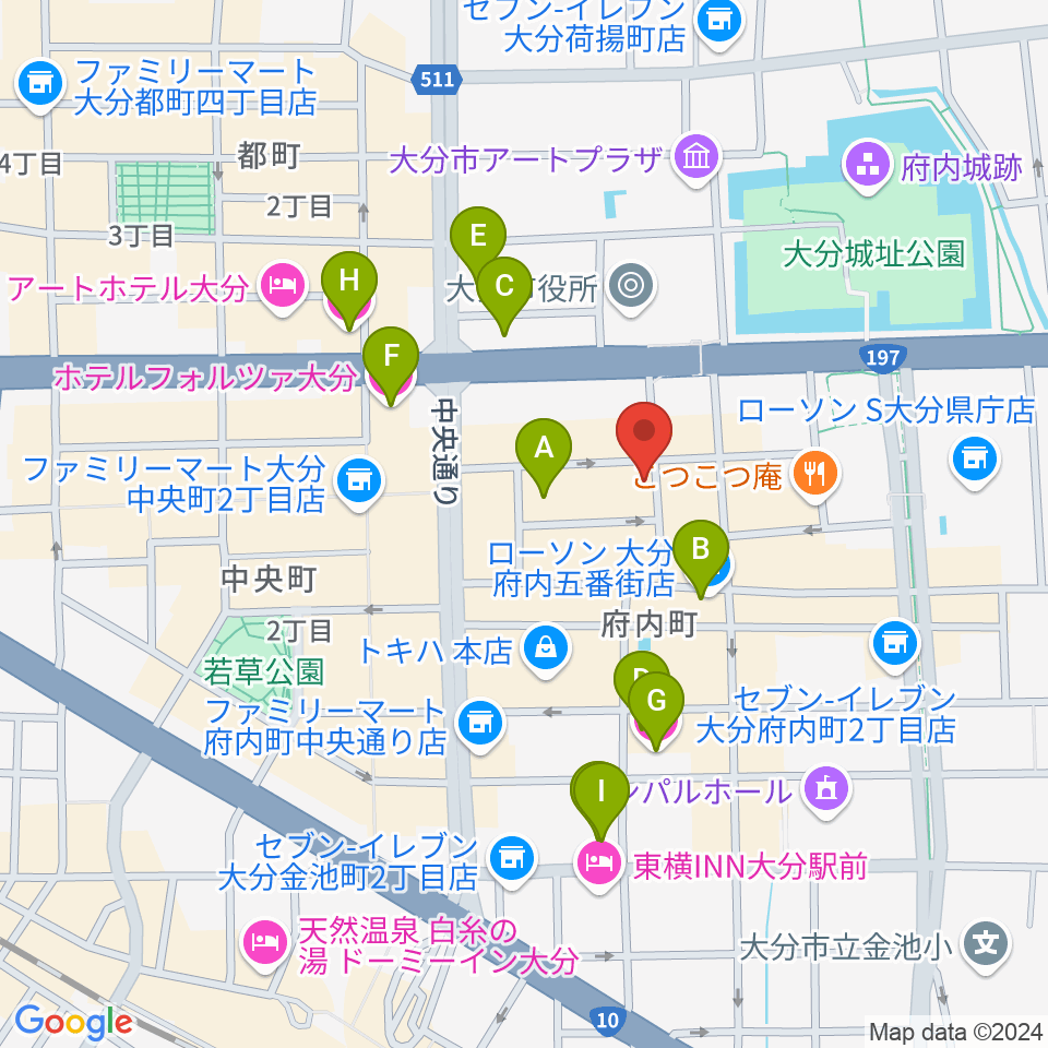 大分club SPOT周辺のホテル一覧地図