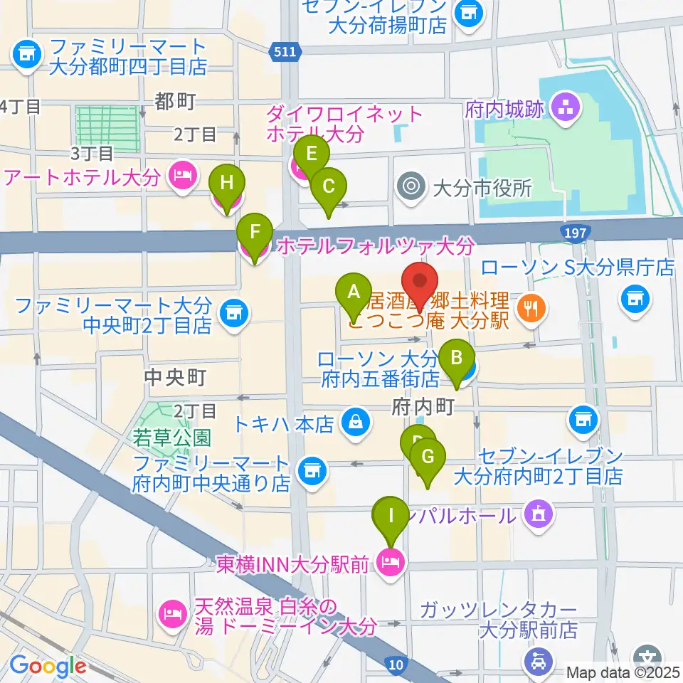 大分club SPOT周辺のホテル一覧地図