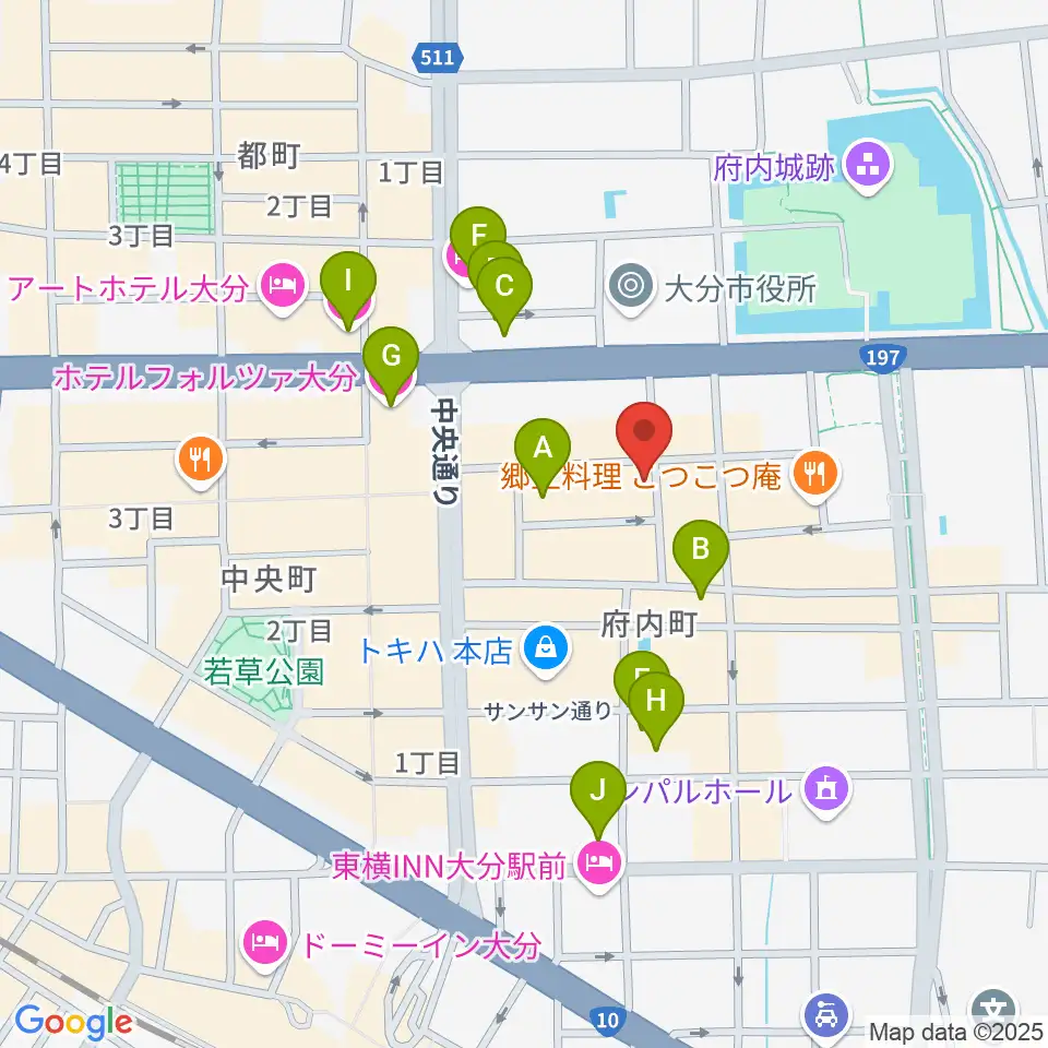 大分club SPOT周辺のホテル一覧地図