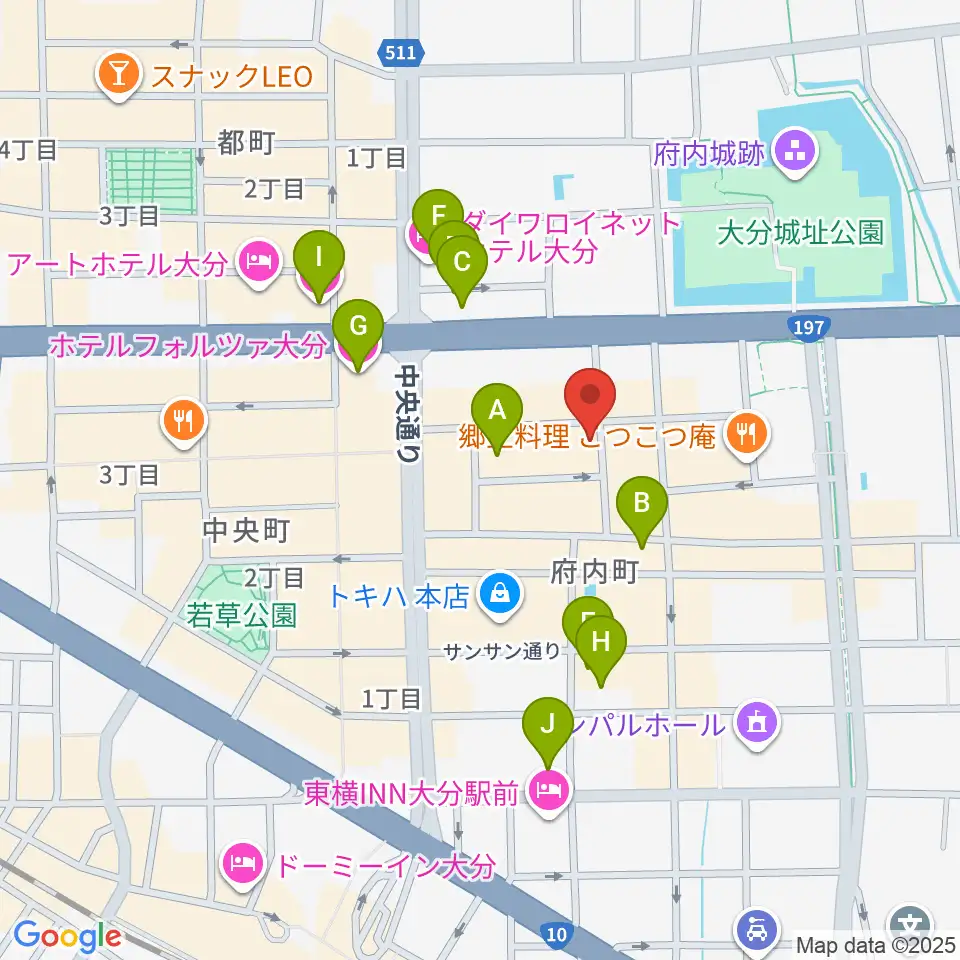 大分club SPOT周辺のホテル一覧地図