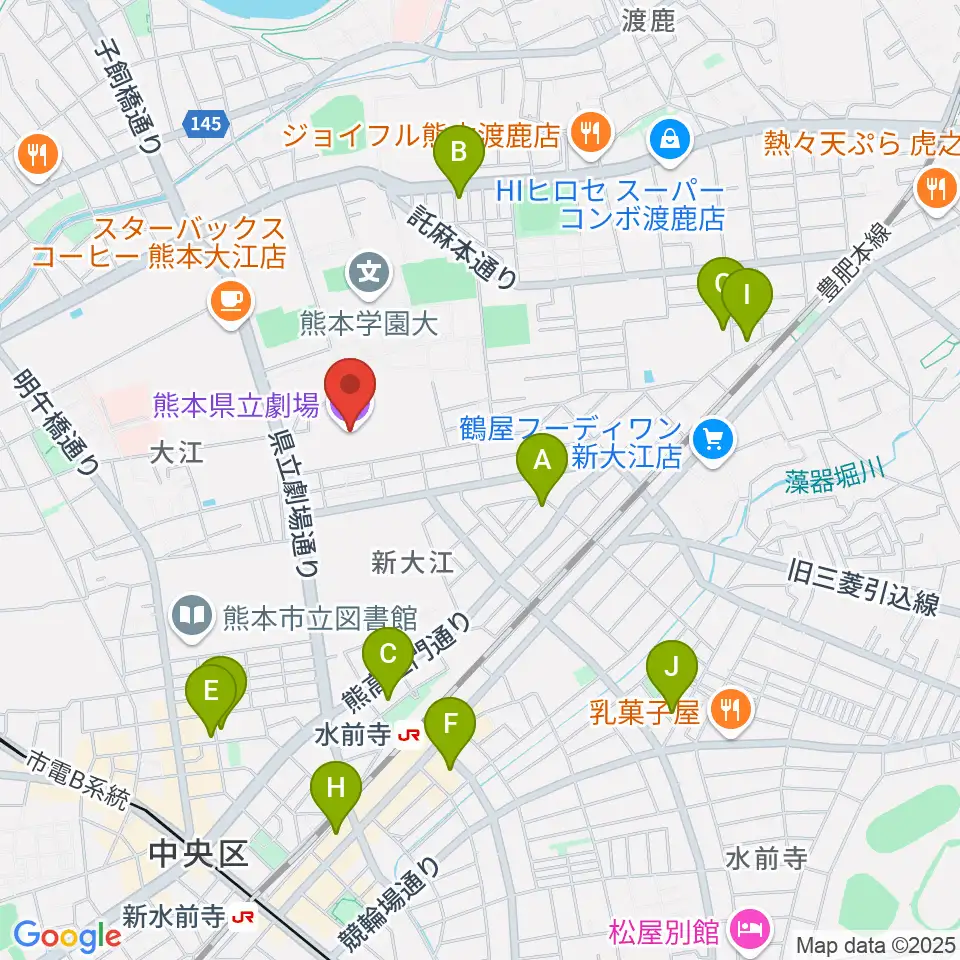 熊本県立劇場周辺のホテル一覧地図