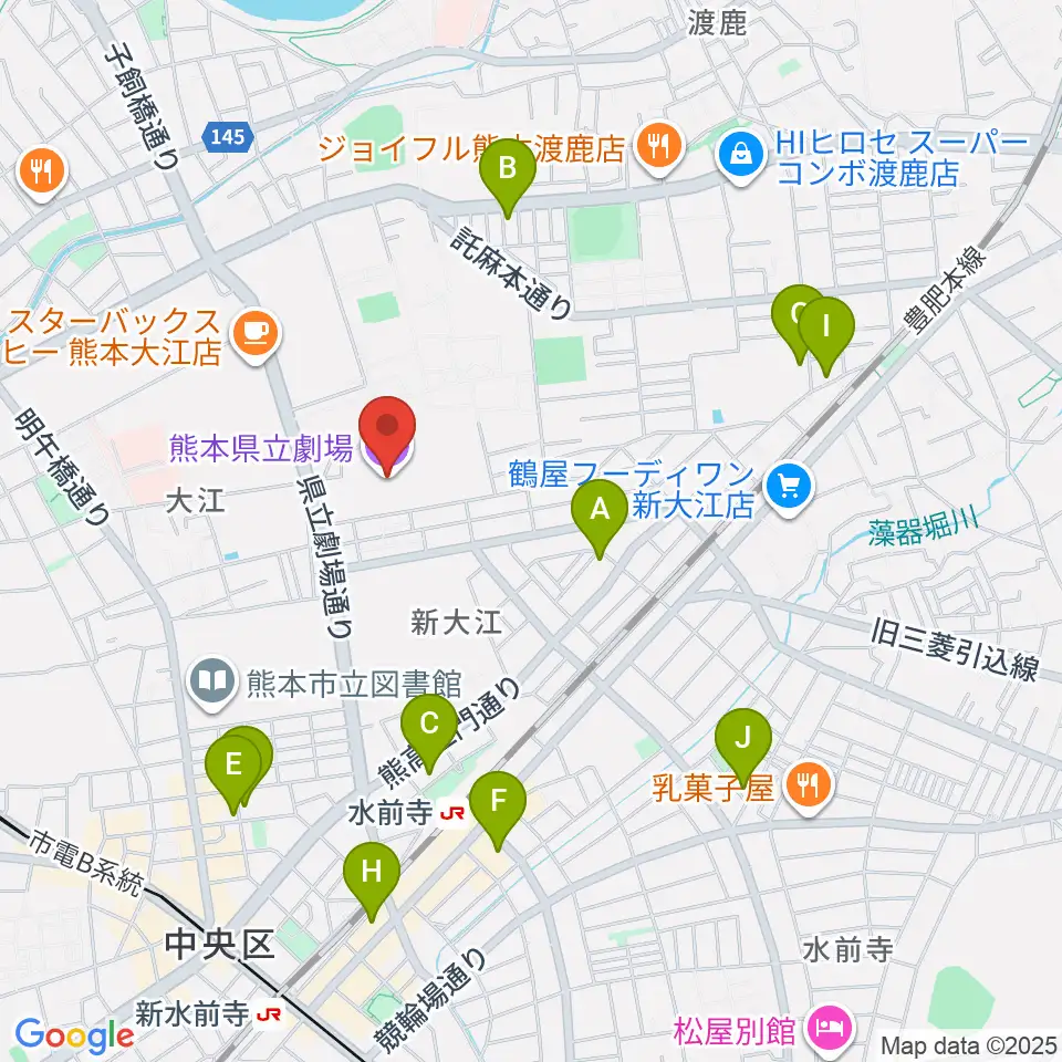 熊本県立劇場周辺のホテル一覧地図