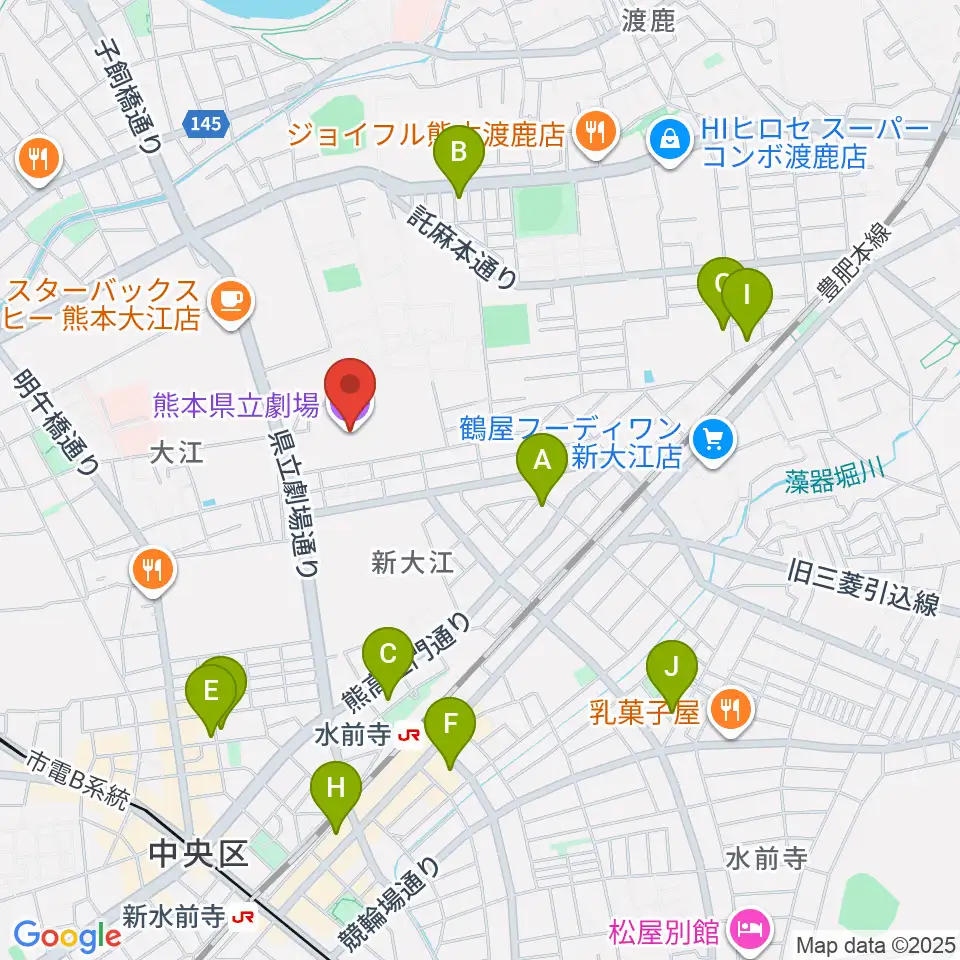 熊本県立劇場周辺のホテル一覧地図