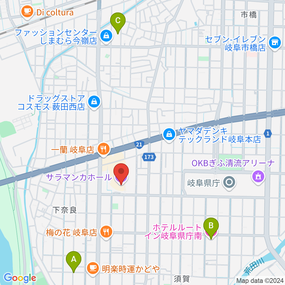 サラマンカホール周辺のホテル一覧地図