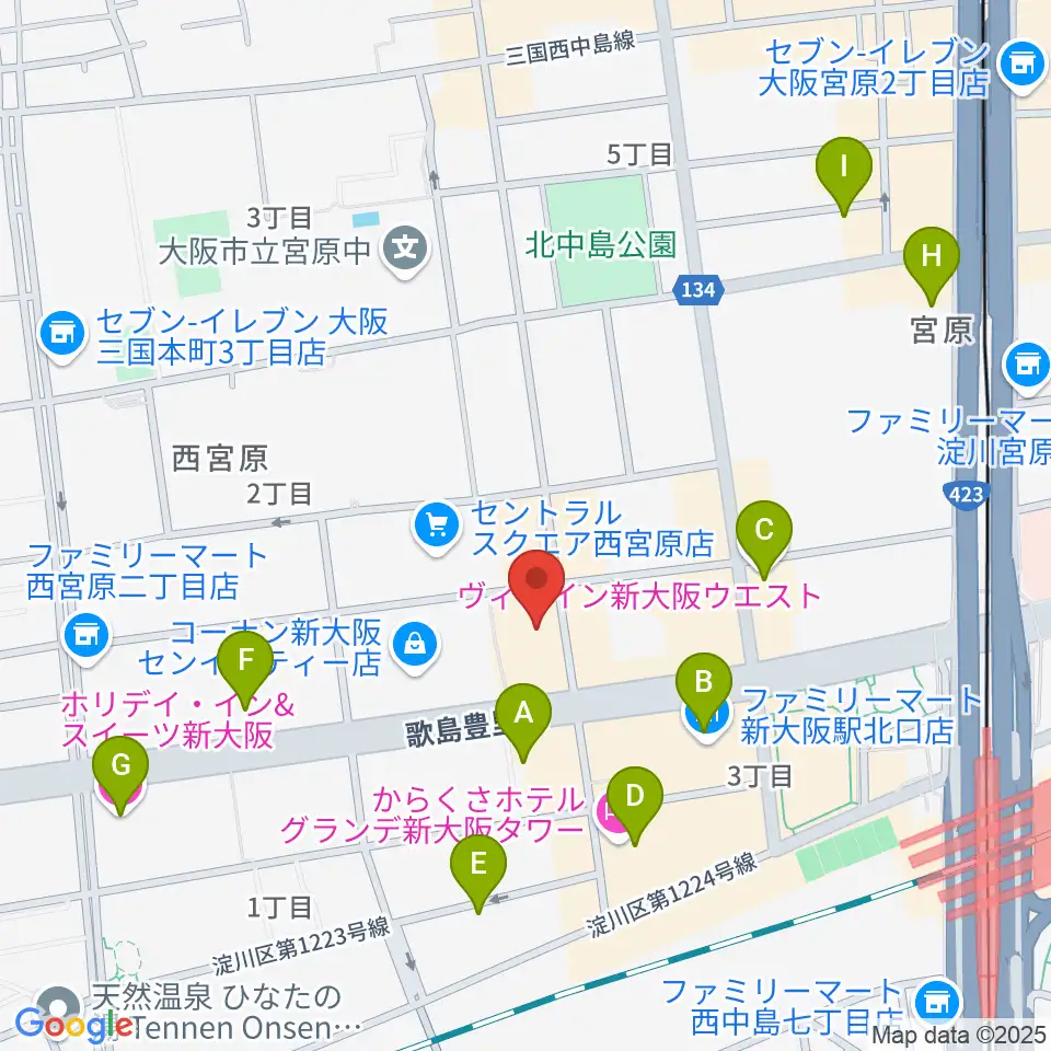 ムラマツ リサイタルホール 新大阪周辺のホテル一覧地図