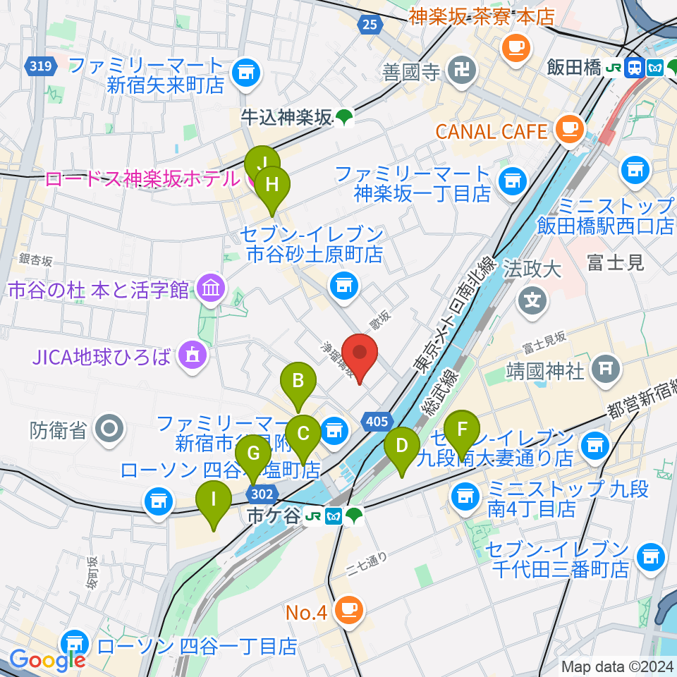 ルーテル市ヶ谷ホール周辺のホテル一覧地図