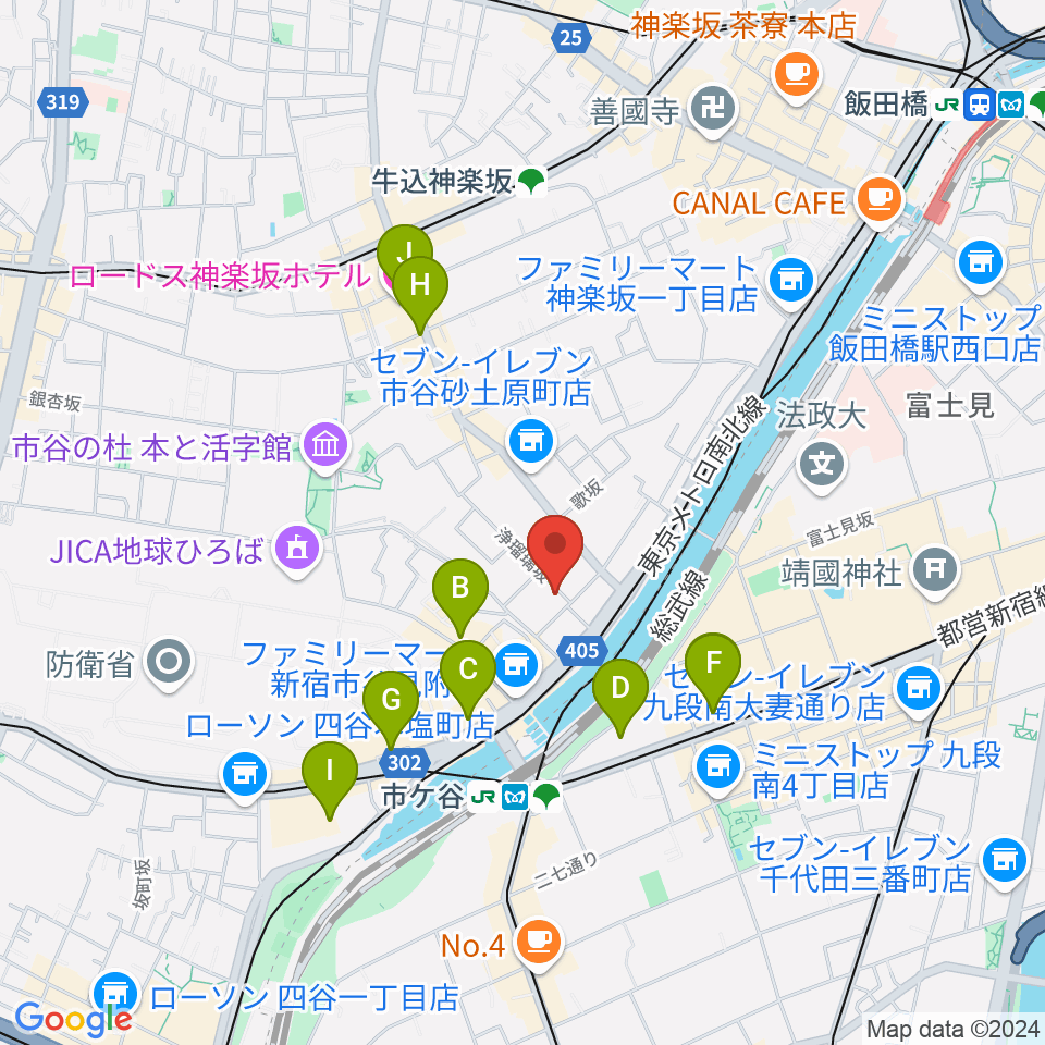 ルーテル市ヶ谷ホール周辺のホテル一覧地図