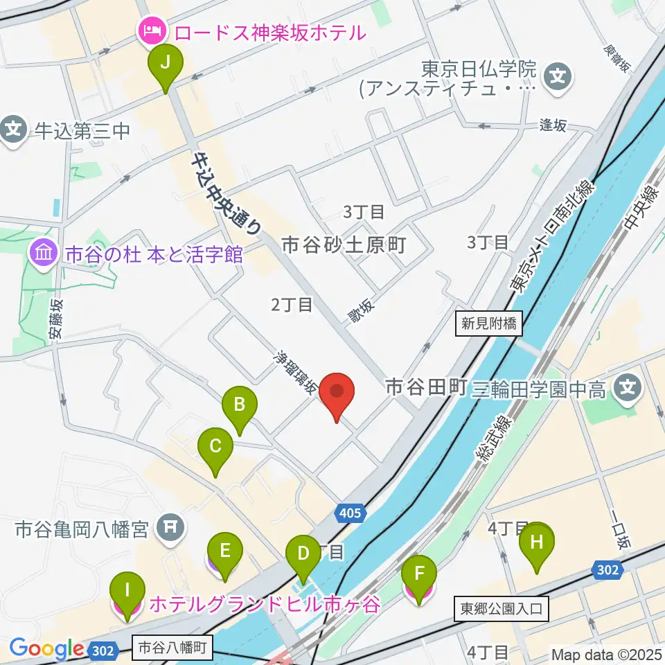 ルーテル市ヶ谷ホール周辺のホテル一覧地図