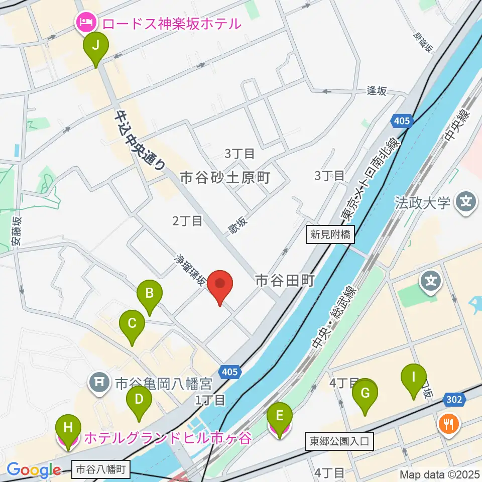 ルーテル市ヶ谷ホール周辺のホテル一覧地図