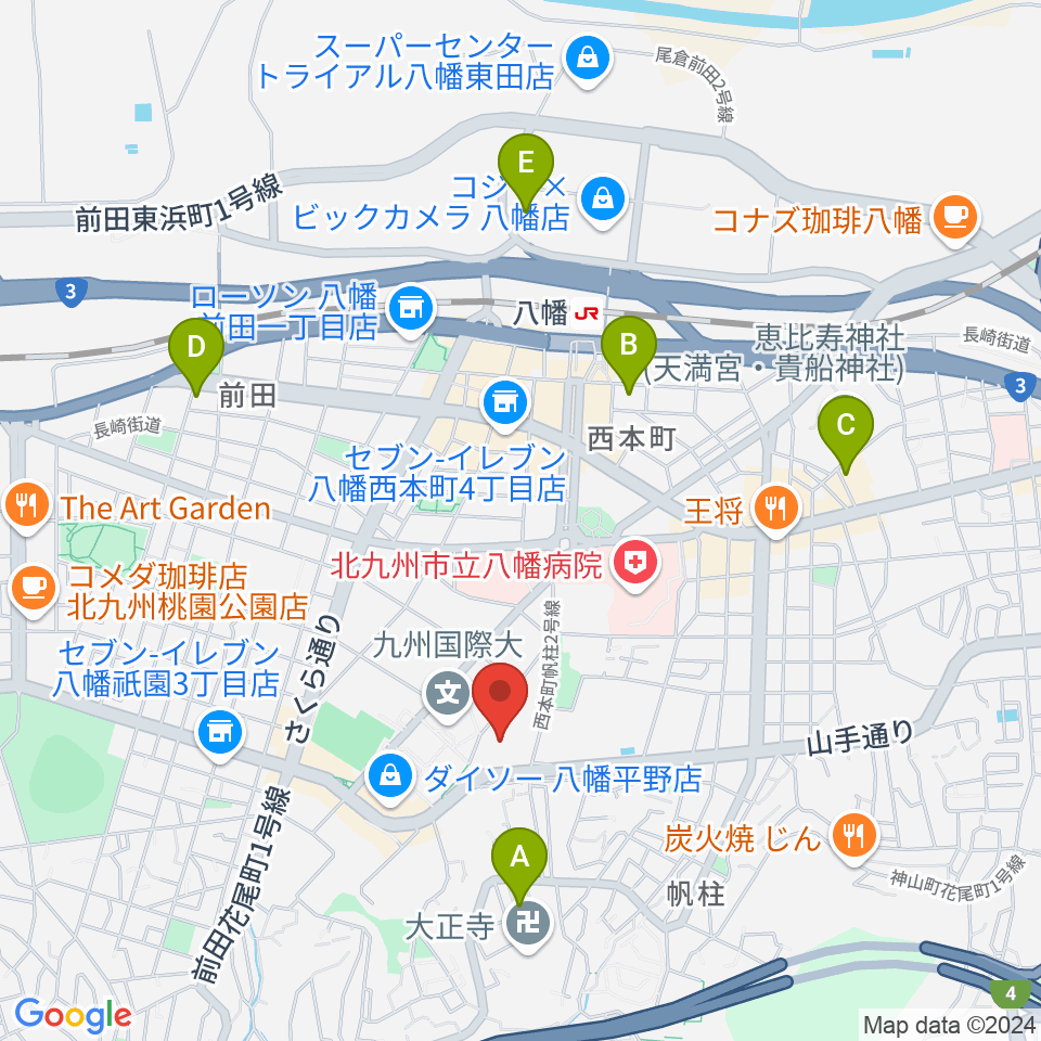 北九州市立響ホール周辺のホテル一覧地図