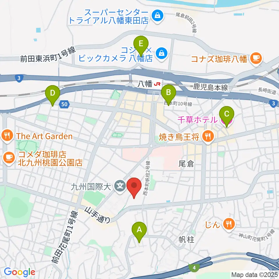 北九州市立響ホール周辺のホテル一覧地図