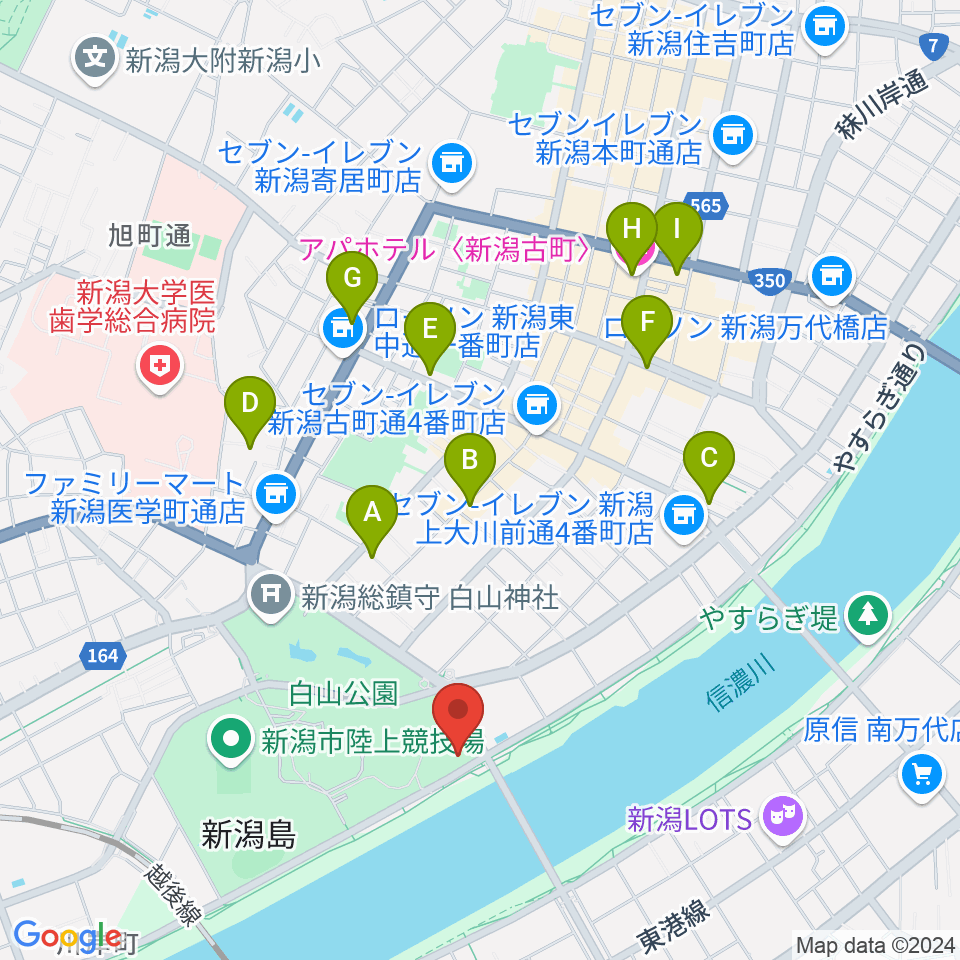 新潟市音楽文化会館周辺のホテル一覧地図