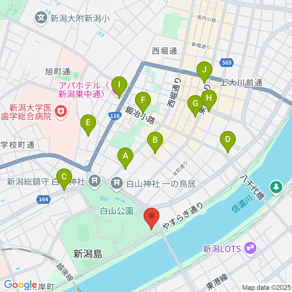 新潟市音楽文化会館周辺のホテル一覧地図